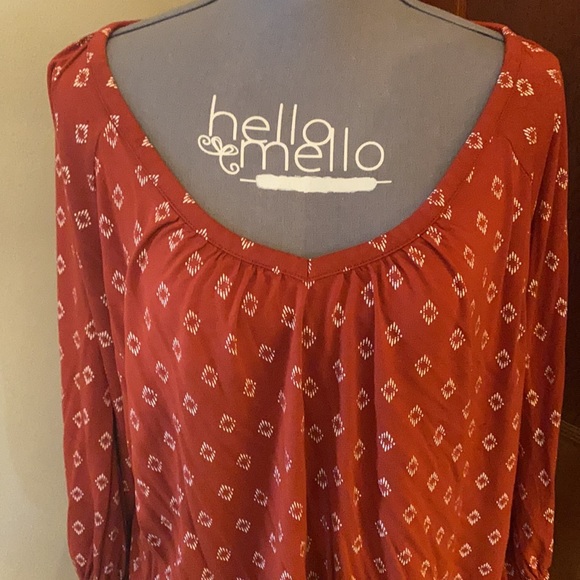⚡️⚡️ 5/$20⚡️⚡️ Boho Rust &Cream blouse, - Picture 2 of 5